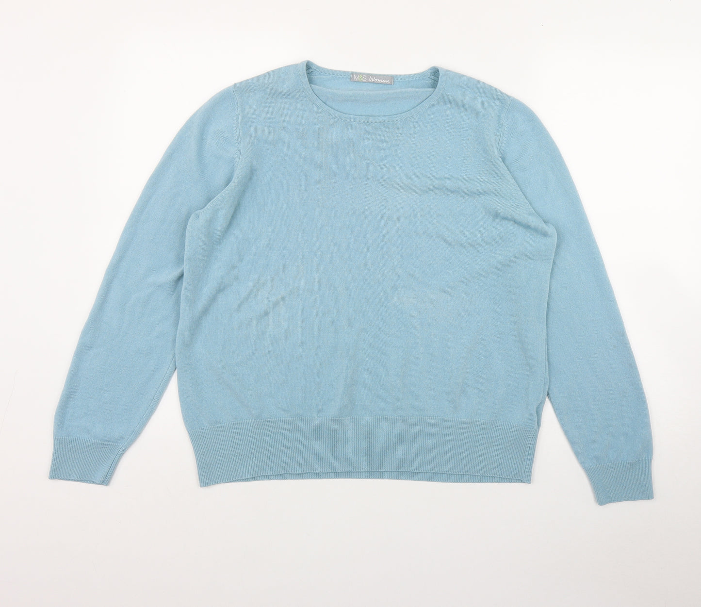 Marks and Spencer Womens Blue Round Neck  Acrylic Pullover Jumper Size 18