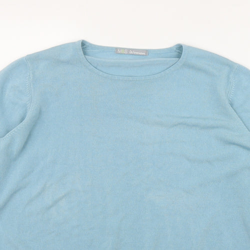 Marks and Spencer Womens Blue Round Neck  Acrylic Pullover Jumper Size 18