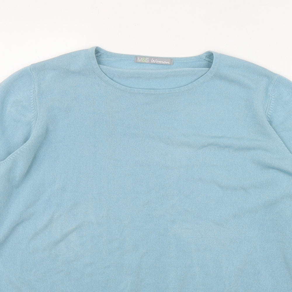 Marks and Spencer Womens Blue Round Neck  Acrylic Pullover Jumper Size 18