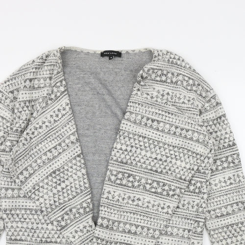 New Look Womens Ivory V-Neck Geometric Cotton Cardigan Jumper Size 12
