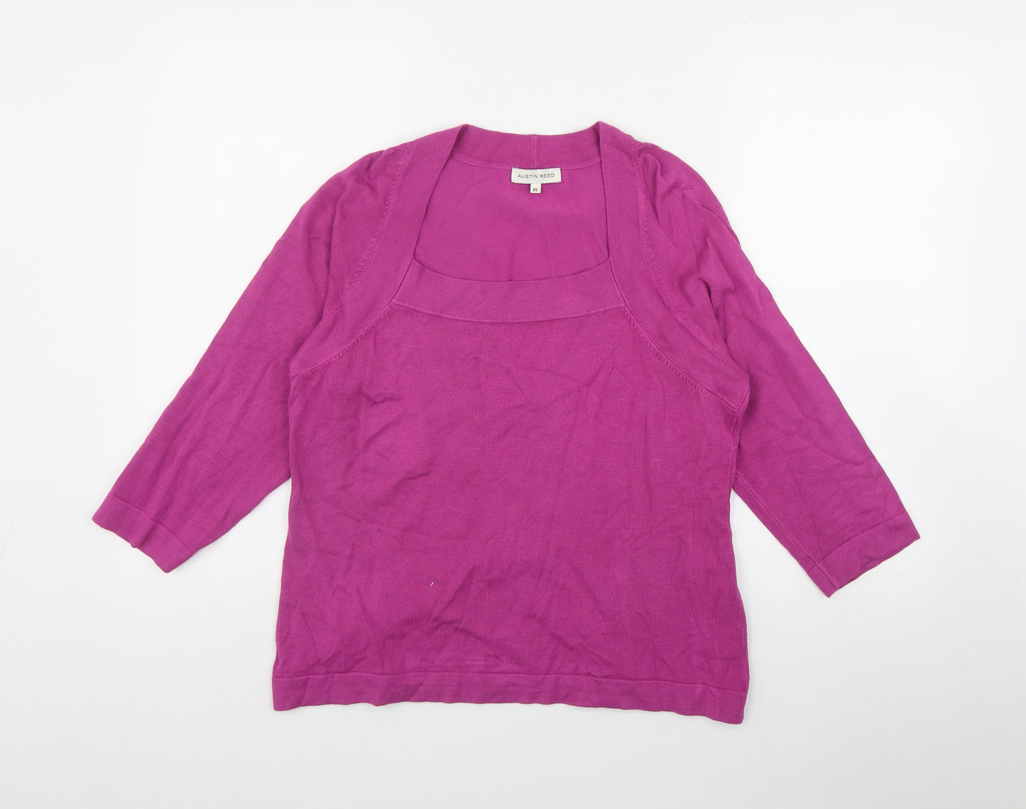 Austin Reed Womens Pink Square Neck  Viscose Pullover Jumper Size XL