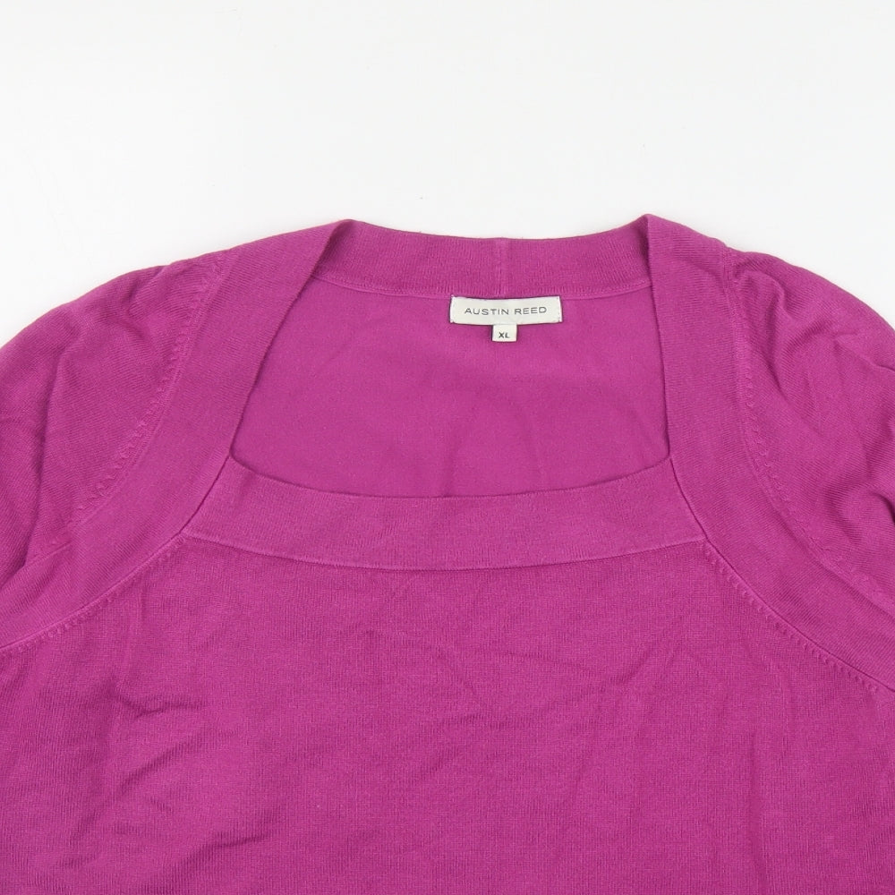 Austin Reed Womens Pink Square Neck  Viscose Pullover Jumper Size XL