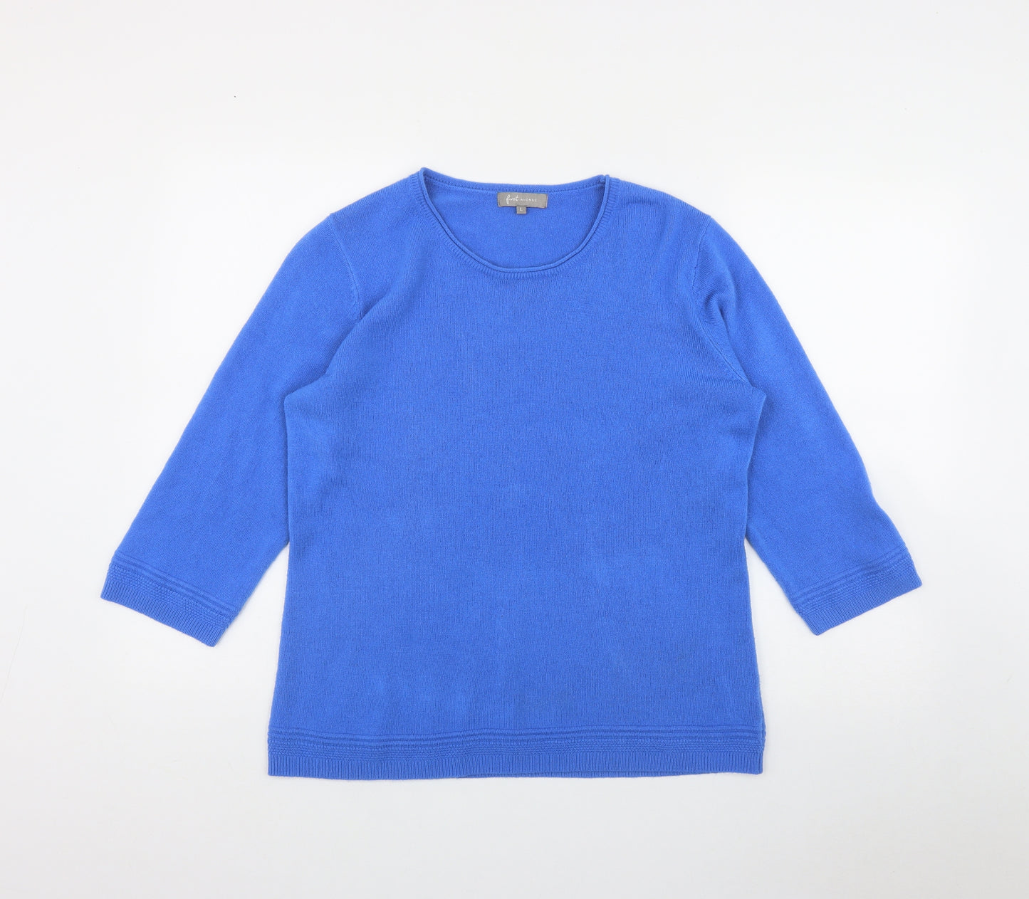 First Avenue Womens Blue Round Neck  Acrylic Pullover Jumper Size L