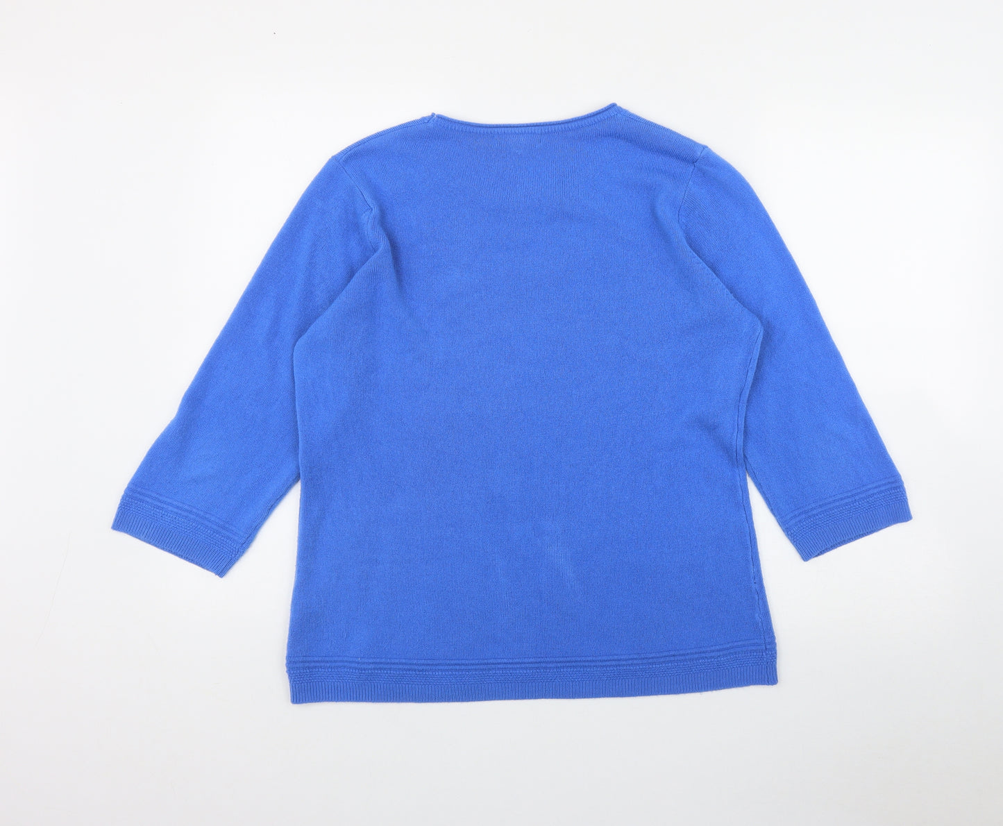 First Avenue Womens Blue Round Neck  Acrylic Pullover Jumper Size L