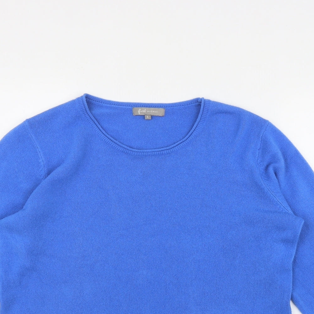 First Avenue Womens Blue Round Neck  Acrylic Pullover Jumper Size L