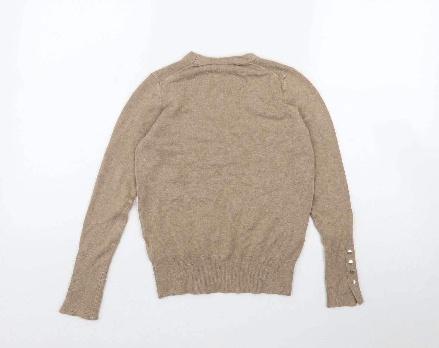 Zara Womens Beige Round Neck  Viscose Pullover Jumper Size S