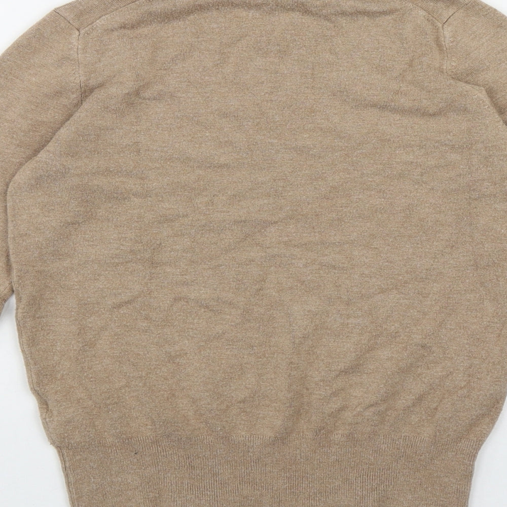 Zara Womens Beige Round Neck  Viscose Pullover Jumper Size S