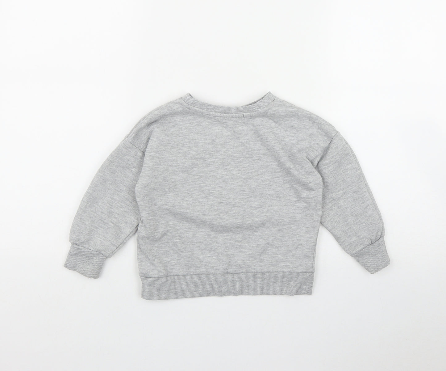 Primark Girls Grey  Cotton Pullover Sweatshirt Size 3-4 Years   - 'Wonderful'