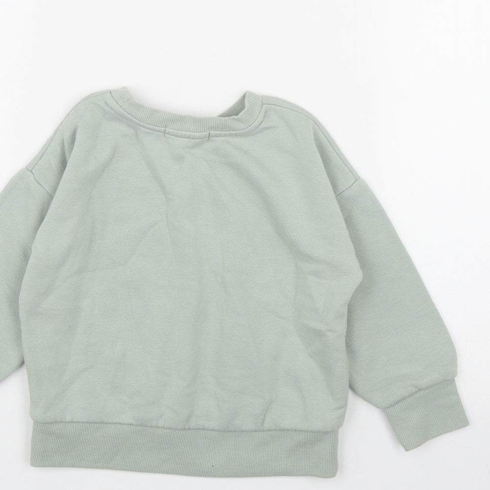 Primark Girls Green  Cotton Pullover Sweatshirt Size 3-4 Years   - 'Shine bright'