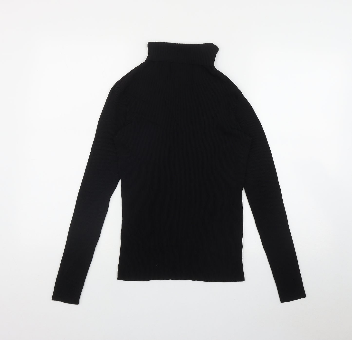 Dorothy Perkins Womens Black  Viscose Basic T-Shirt Size 12 Roll Neck