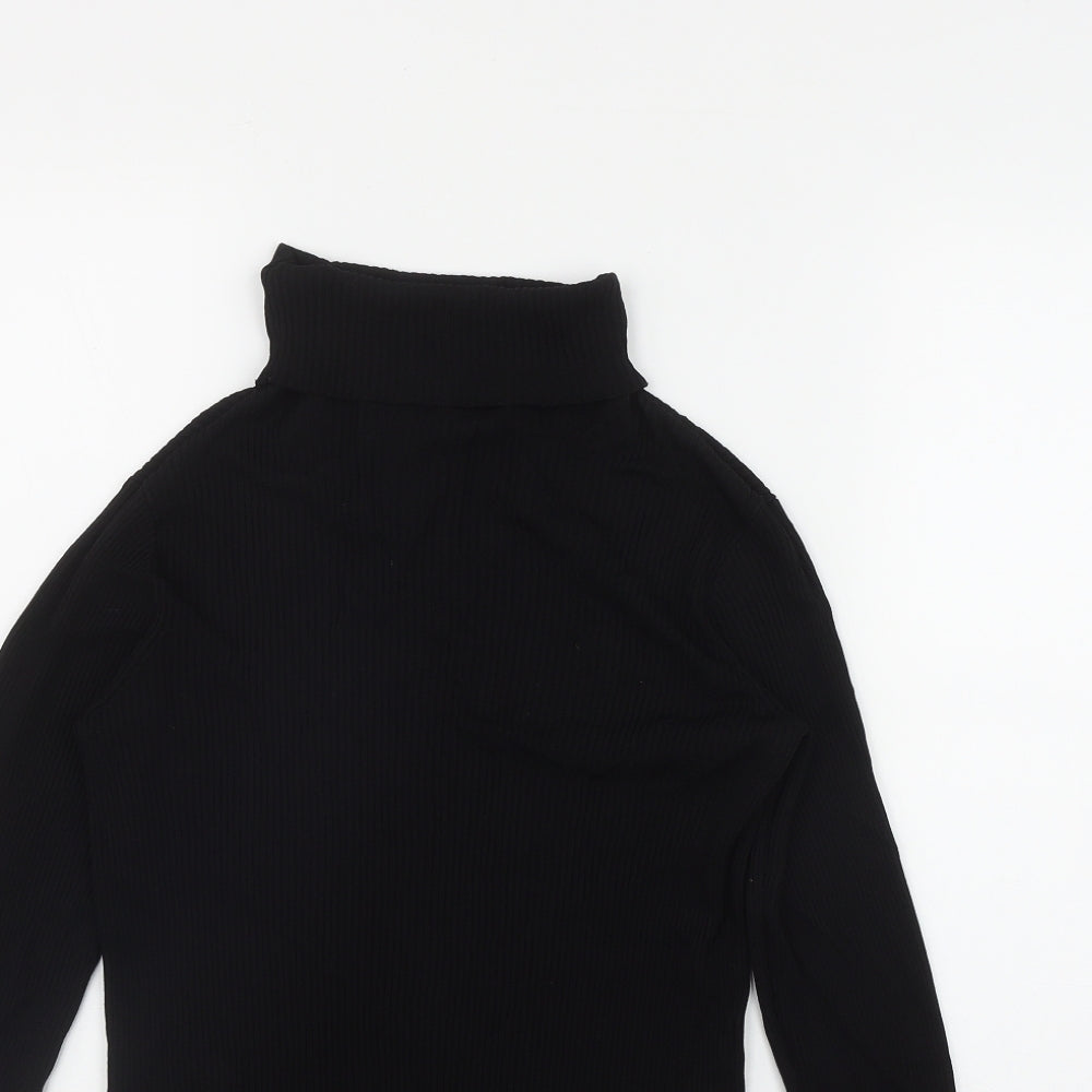 Dorothy Perkins Womens Black  Viscose Basic T-Shirt Size 12 Roll Neck