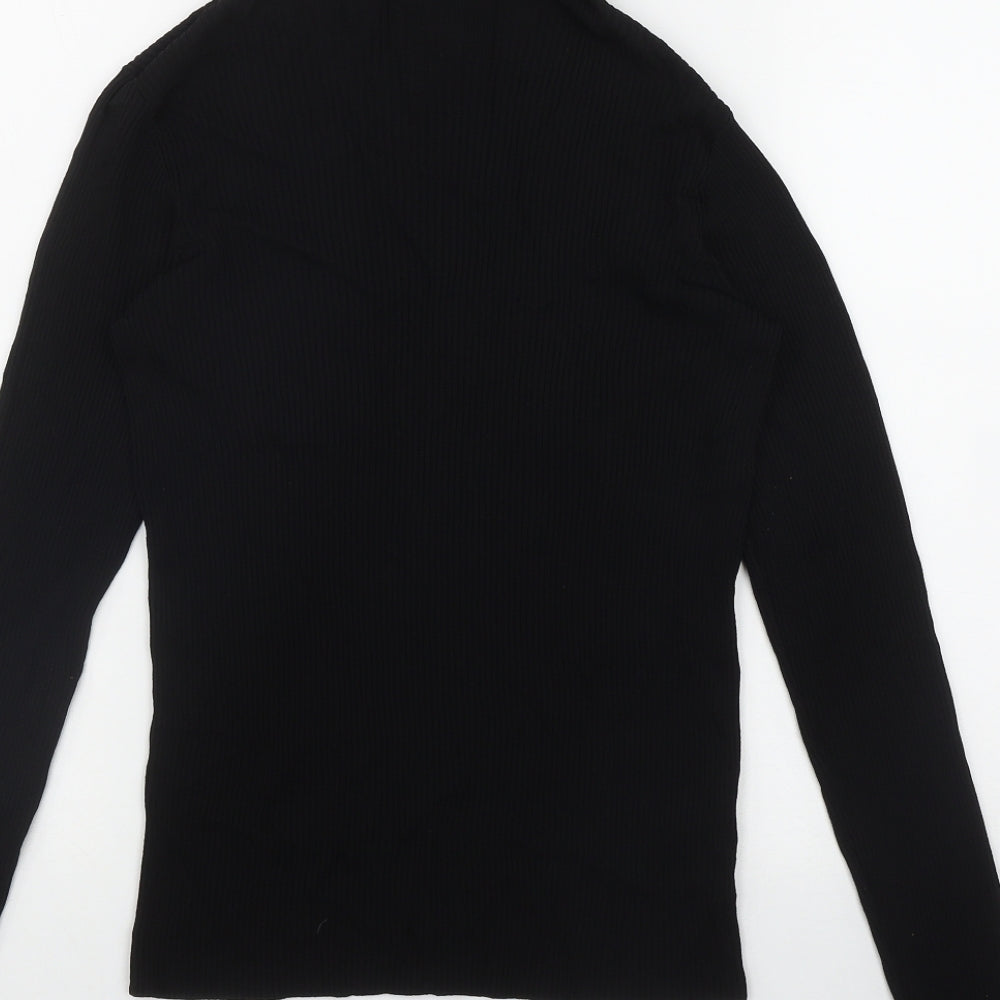 Dorothy Perkins Womens Black  Viscose Basic T-Shirt Size 12 Roll Neck
