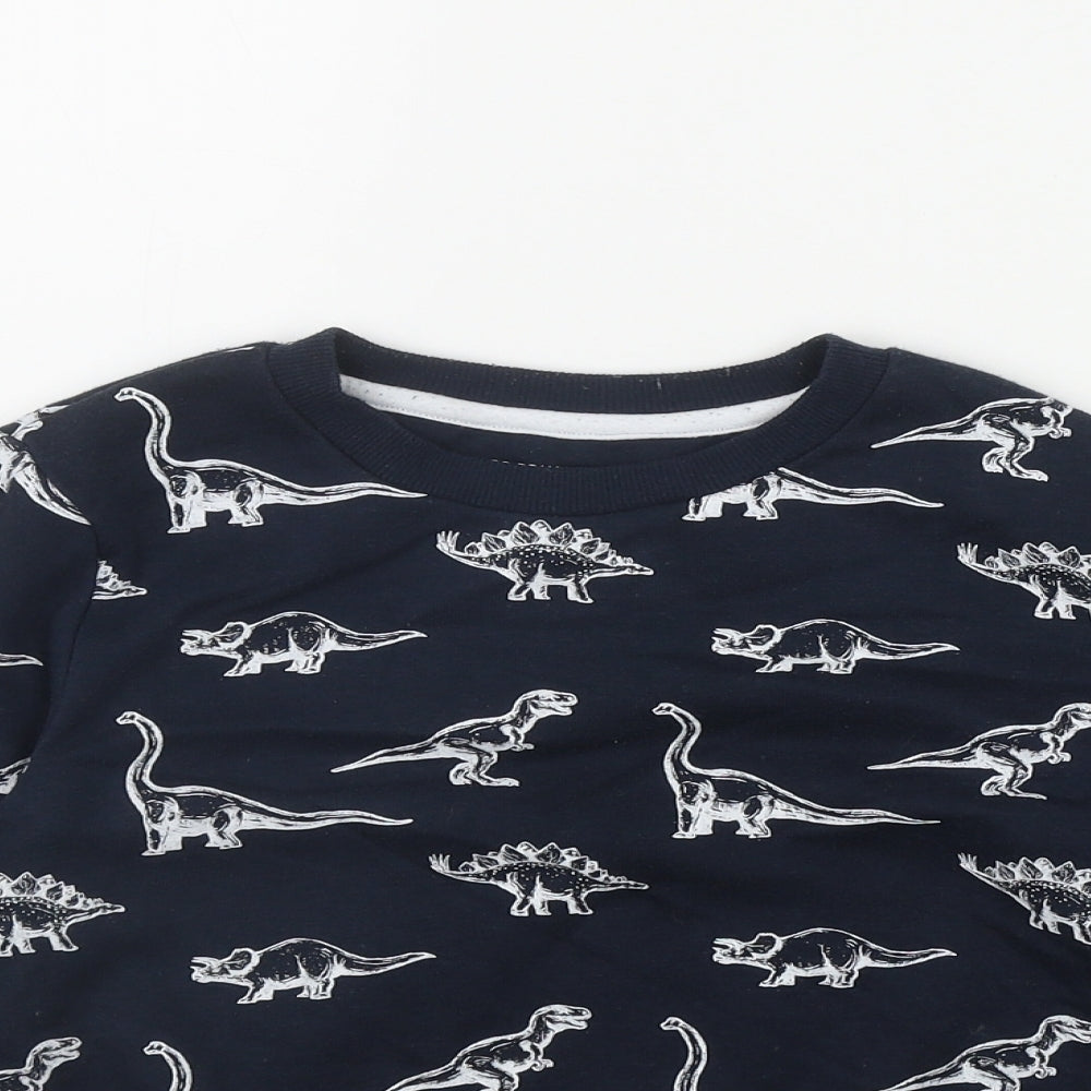 Primark Boys Black Geometric Cotton Pullover Sweatshirt Size 6-7 Years   - Dinosaur Print