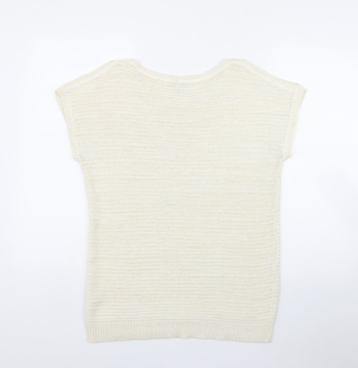 M&Co Womens Beige  Acrylic Basic T-Shirt Size 16 Round Neck