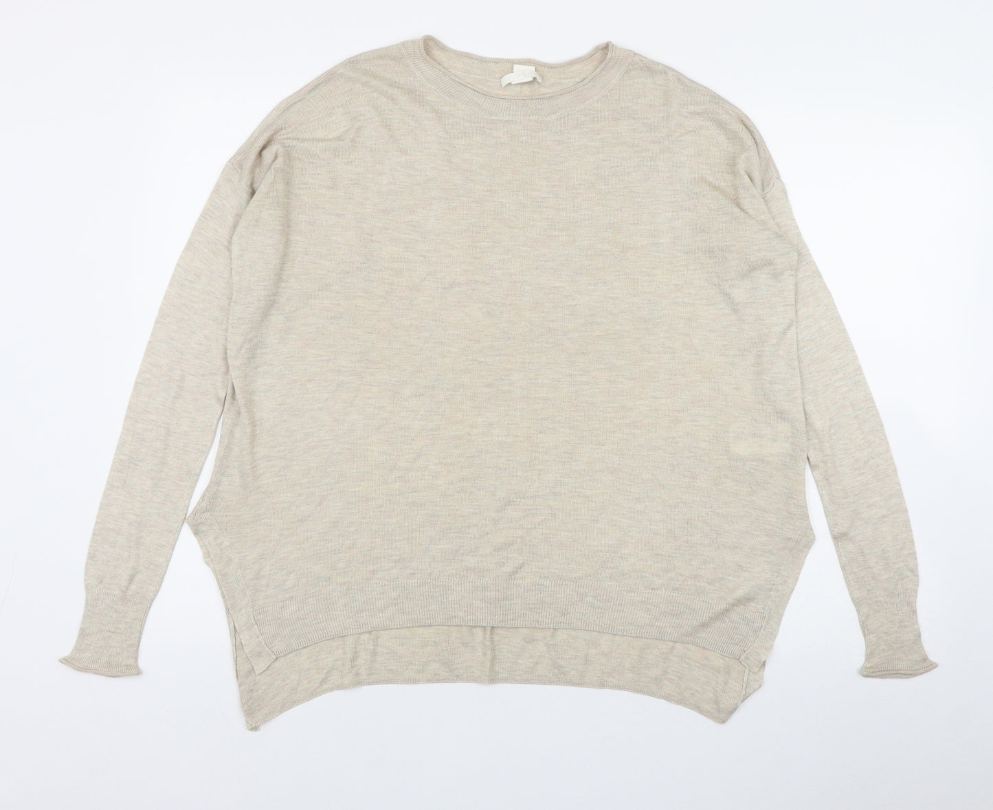 H&M Womens Beige Round Neck  Acrylic Pullover Jumper Size M