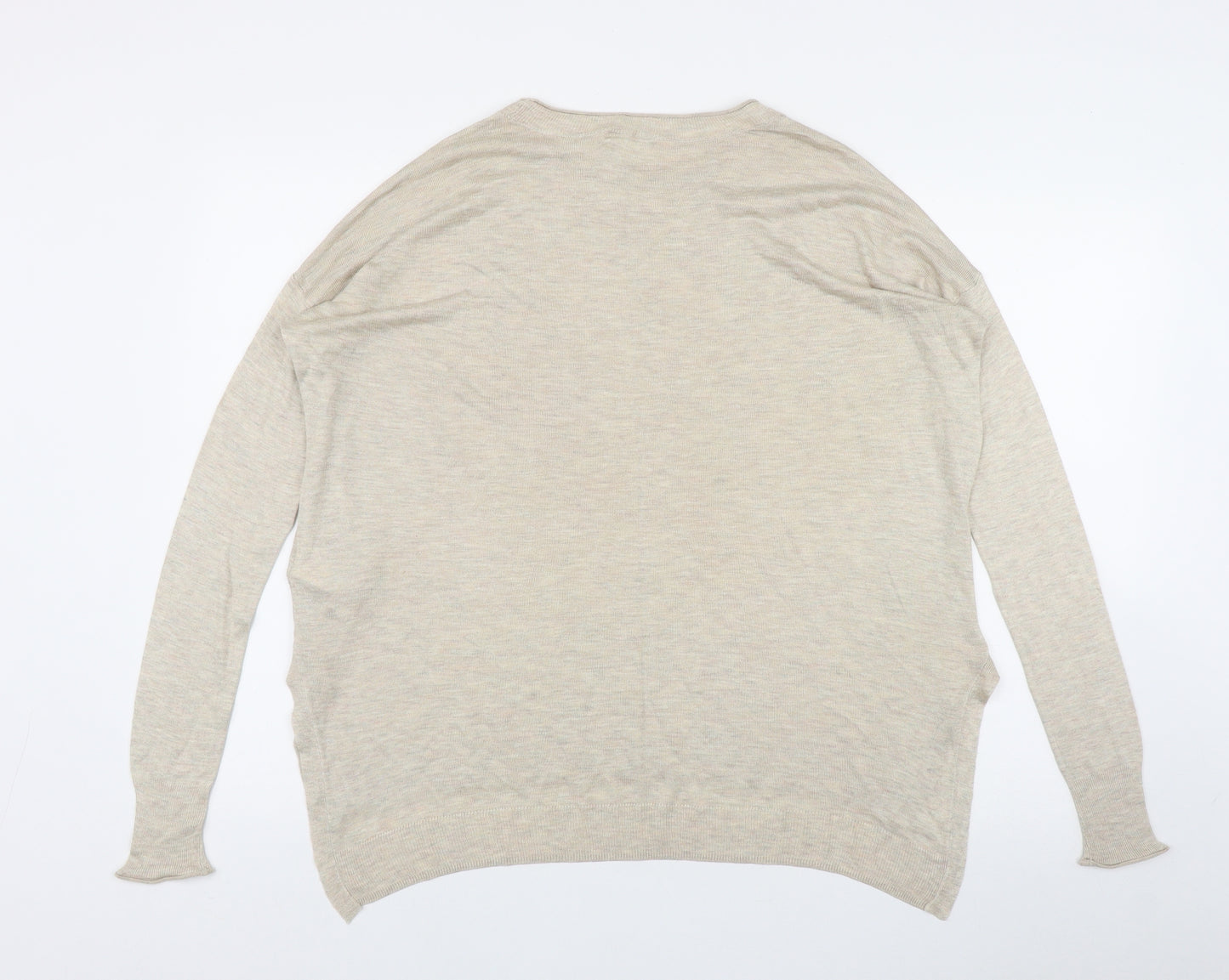 H&M Womens Beige Round Neck  Acrylic Pullover Jumper Size M