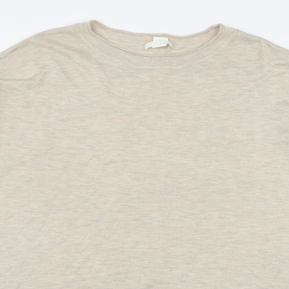 H&M Womens Beige Round Neck  Acrylic Pullover Jumper Size M