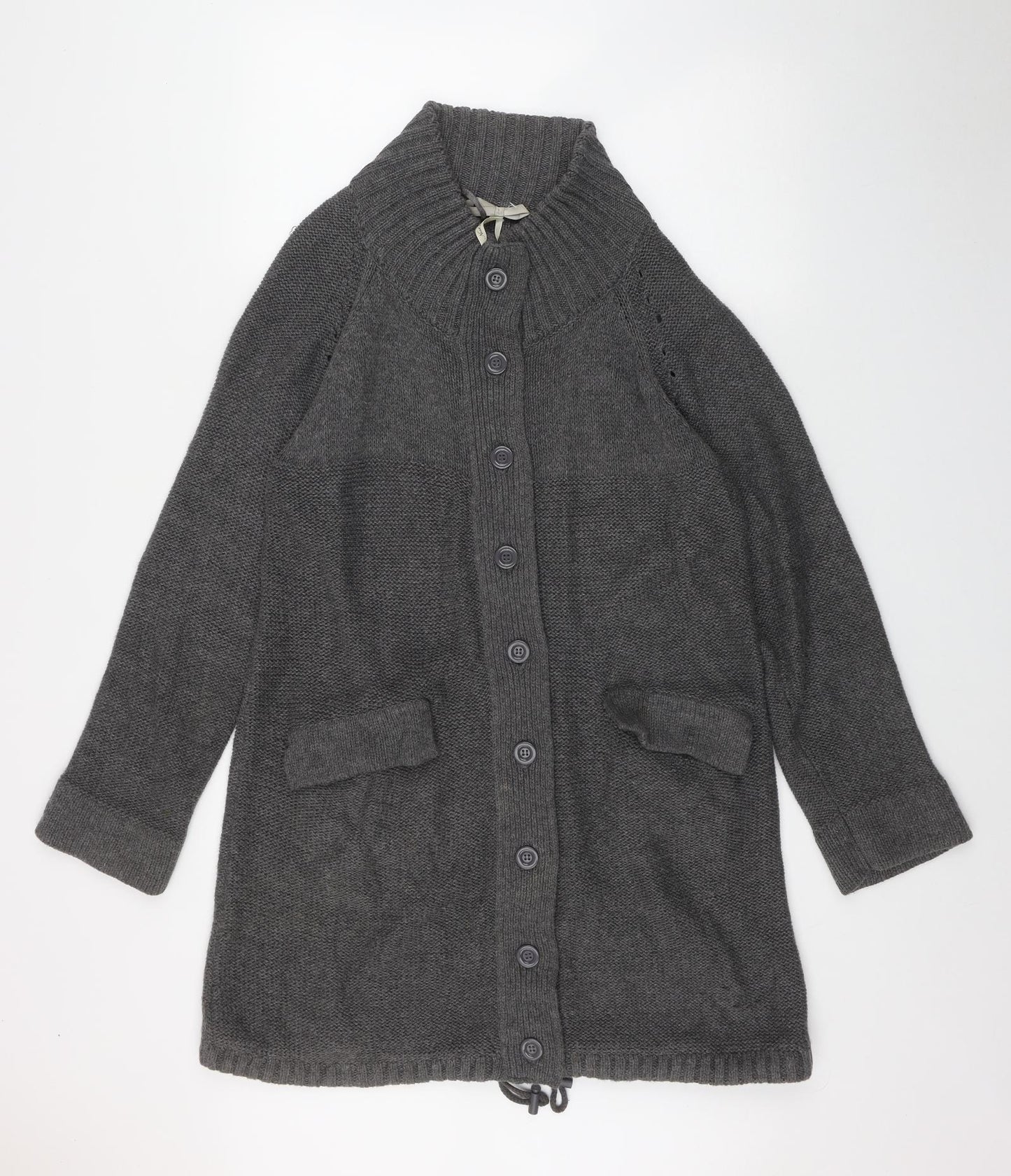 NEXT Womens Grey High Neck  Acrylic Cardigan Jumper Size 14