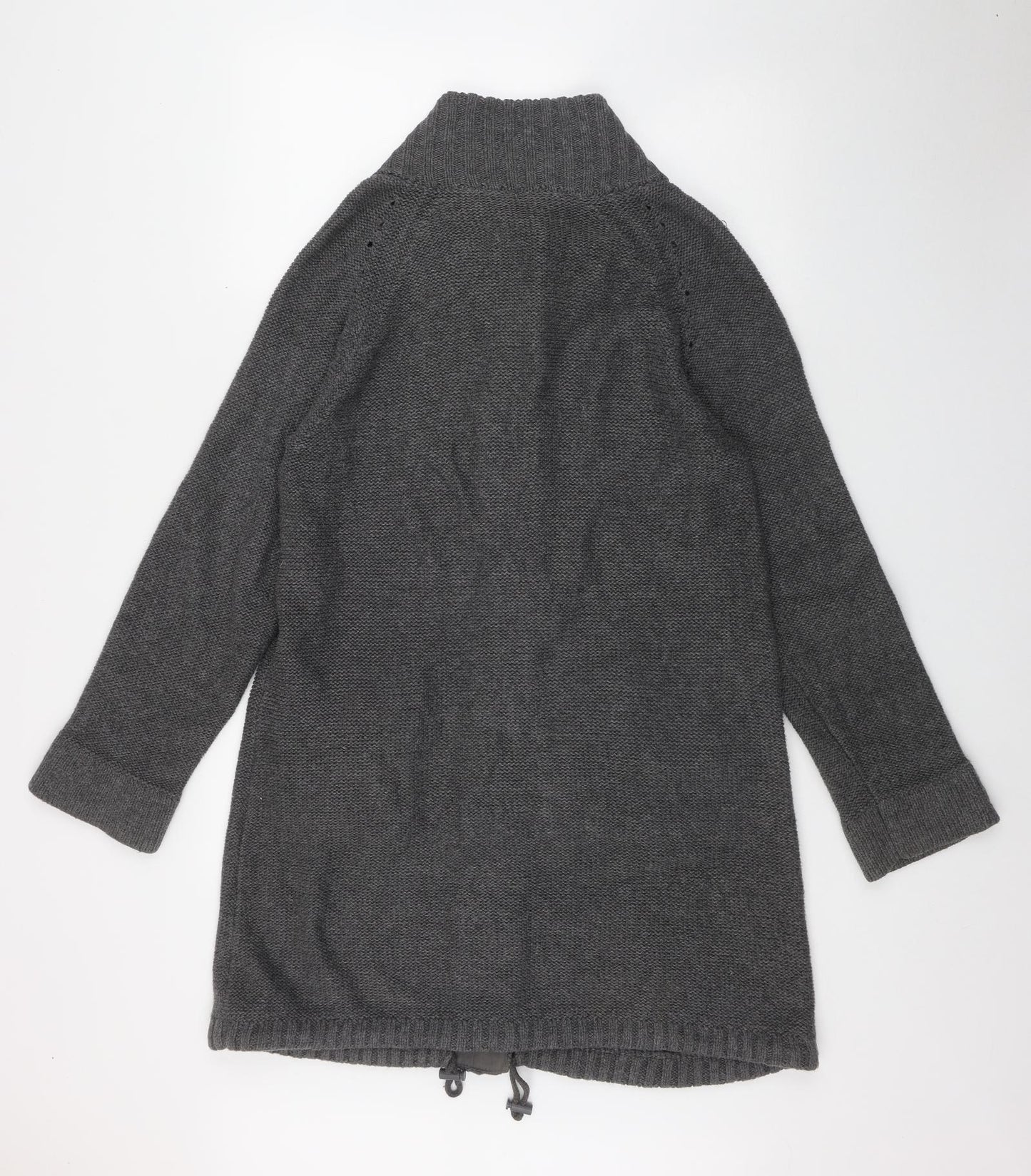 NEXT Womens Grey High Neck  Acrylic Cardigan Jumper Size 14