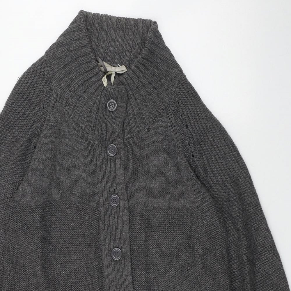 NEXT Womens Grey High Neck  Acrylic Cardigan Jumper Size 14