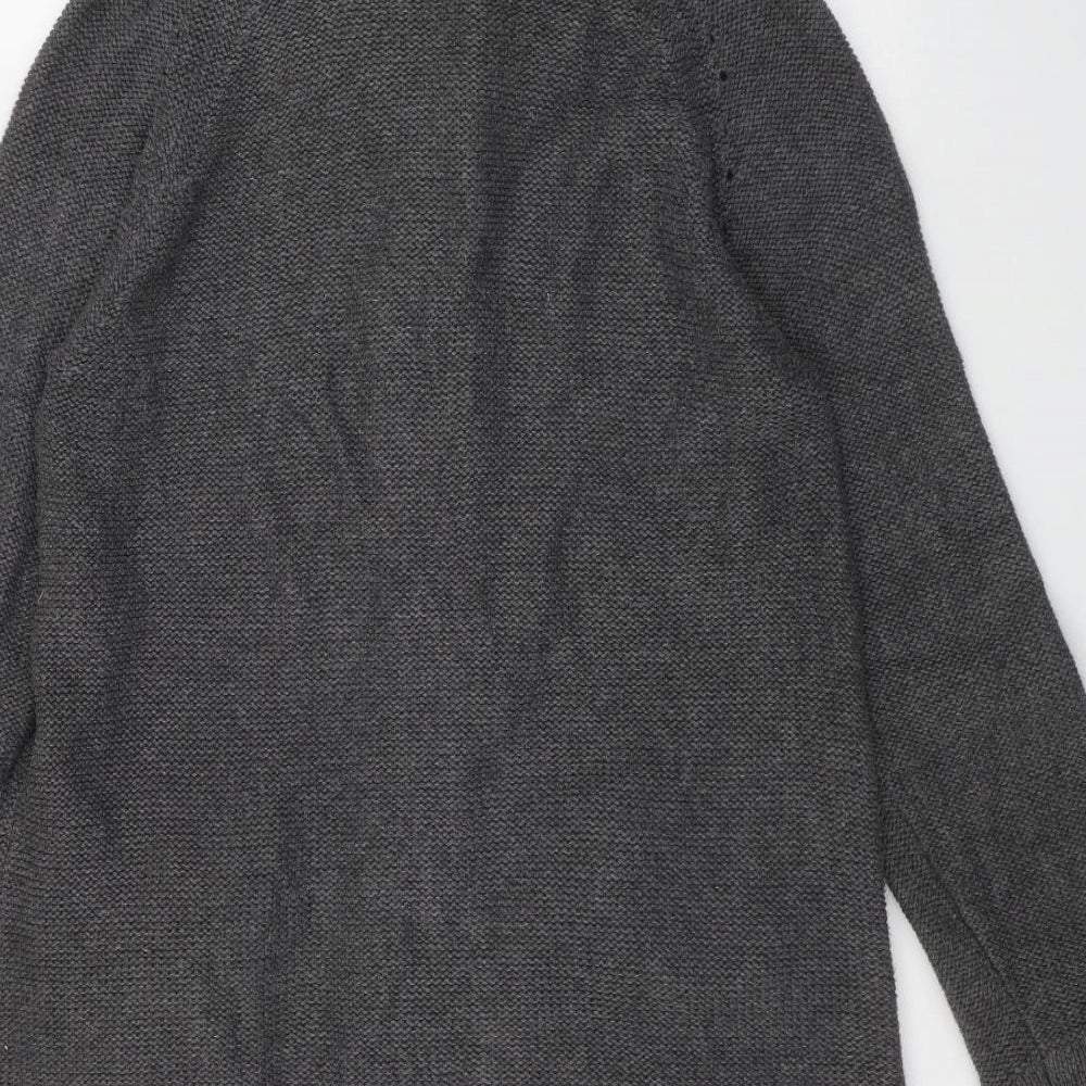 NEXT Womens Grey High Neck  Acrylic Cardigan Jumper Size 14