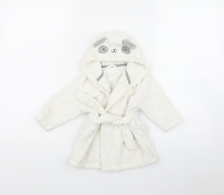 Marks and Spencer Baby White  Cotton Kimono Robe Size 9-12 Months  Tie
