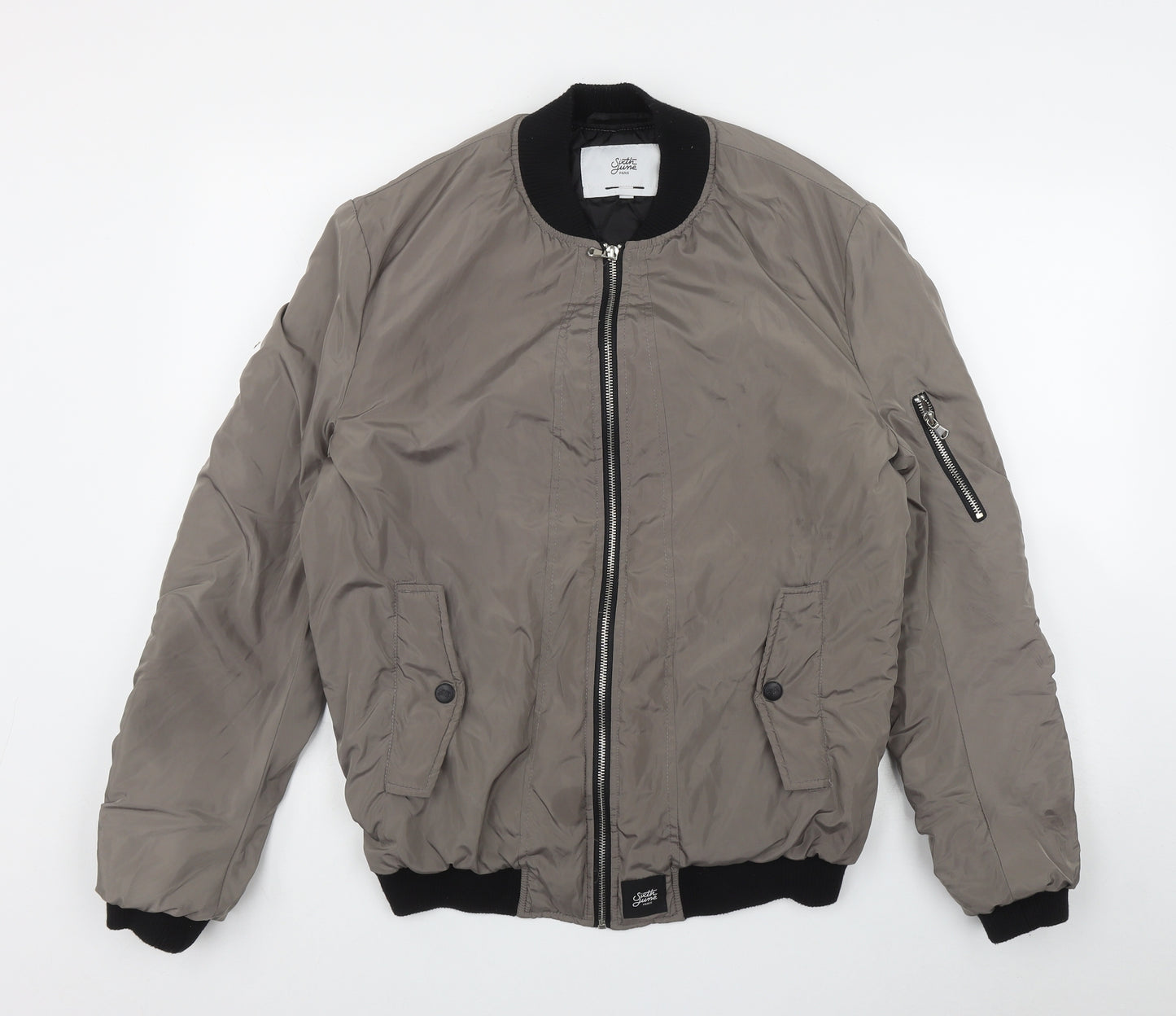 Sixth June Mens Grey   Bomber Jacket Jacket Size L  Zip