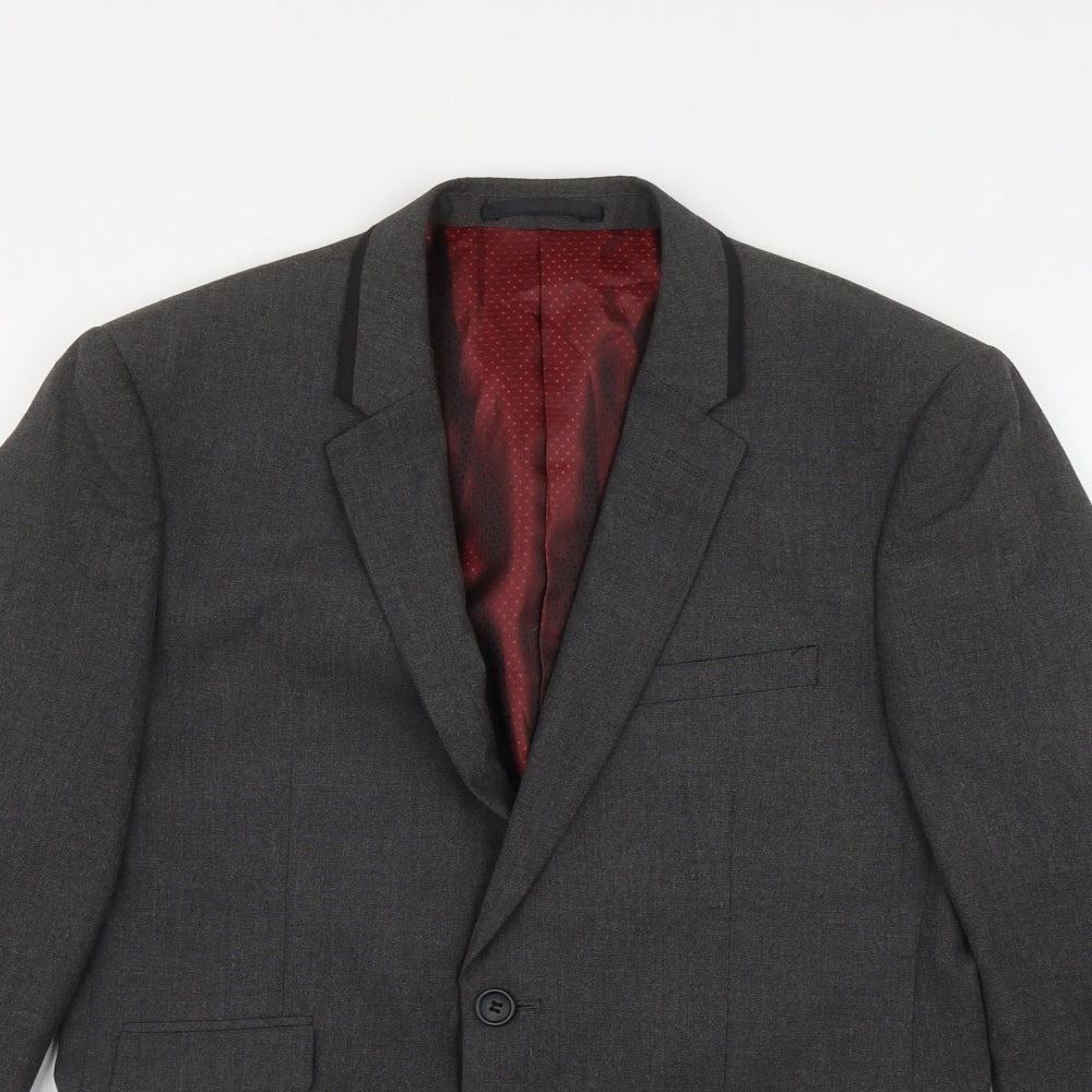 Burton Mens Grey  Polyester Jacket Suit Jacket Size M
