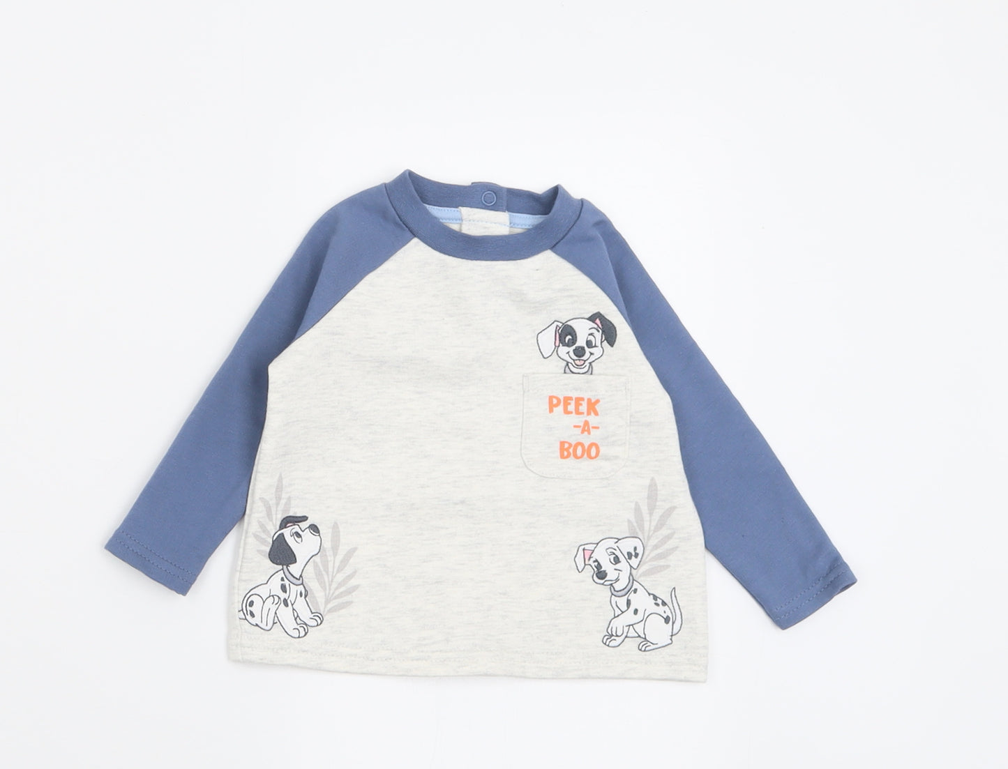 Dunnes Stores Boys Grey  Cotton Basic Casual Size 3-6 Months Crew Neck Button - Peek-A-Boo