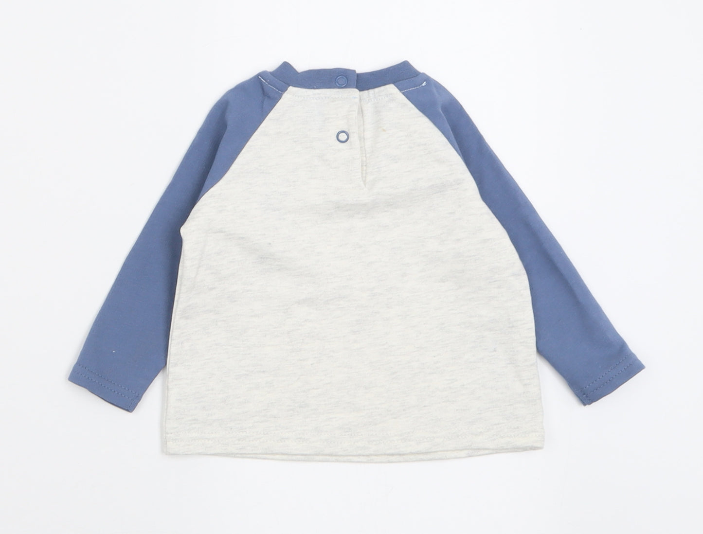 Dunnes Stores Boys Grey  Cotton Basic Casual Size 3-6 Months Crew Neck Button - Peek-A-Boo