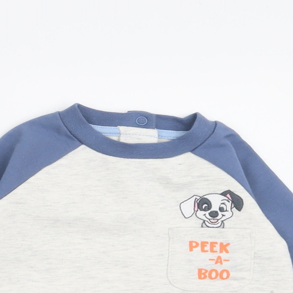 Dunnes Stores Boys Grey  Cotton Basic Casual Size 3-6 Months Crew Neck Button - Peek-A-Boo