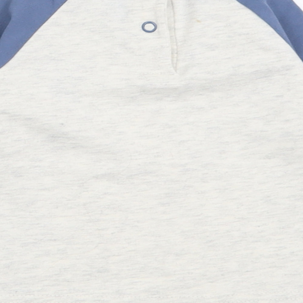 Dunnes Stores Boys Grey  Cotton Basic Casual Size 3-6 Months Crew Neck Button - Peek-A-Boo