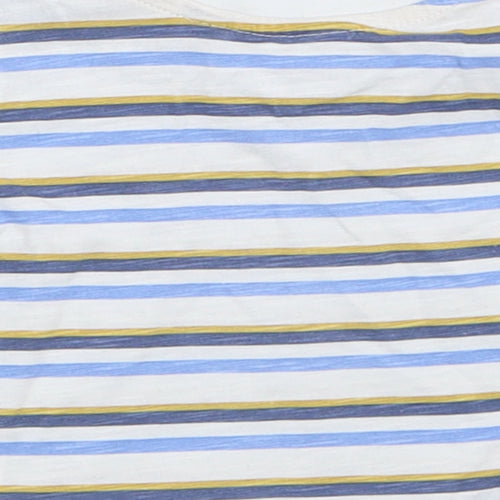Primark Boys Blue Striped Cotton Basic T-Shirt Size 3-6 Months Crew Neck Button
