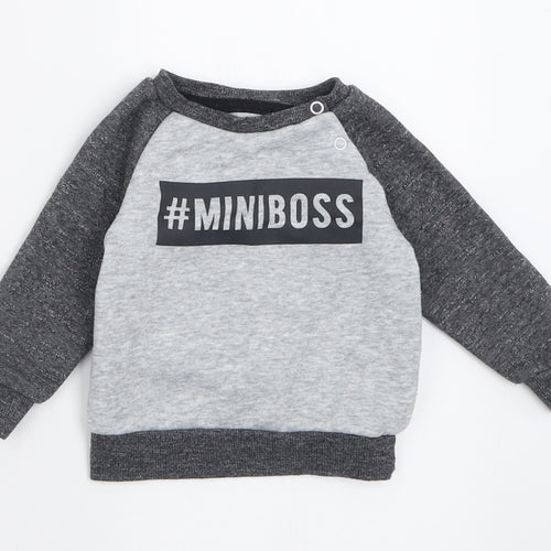 Primark Boys Grey  Cotton Pullover Jumper Size 3-6 Months  Button - Mini Boss