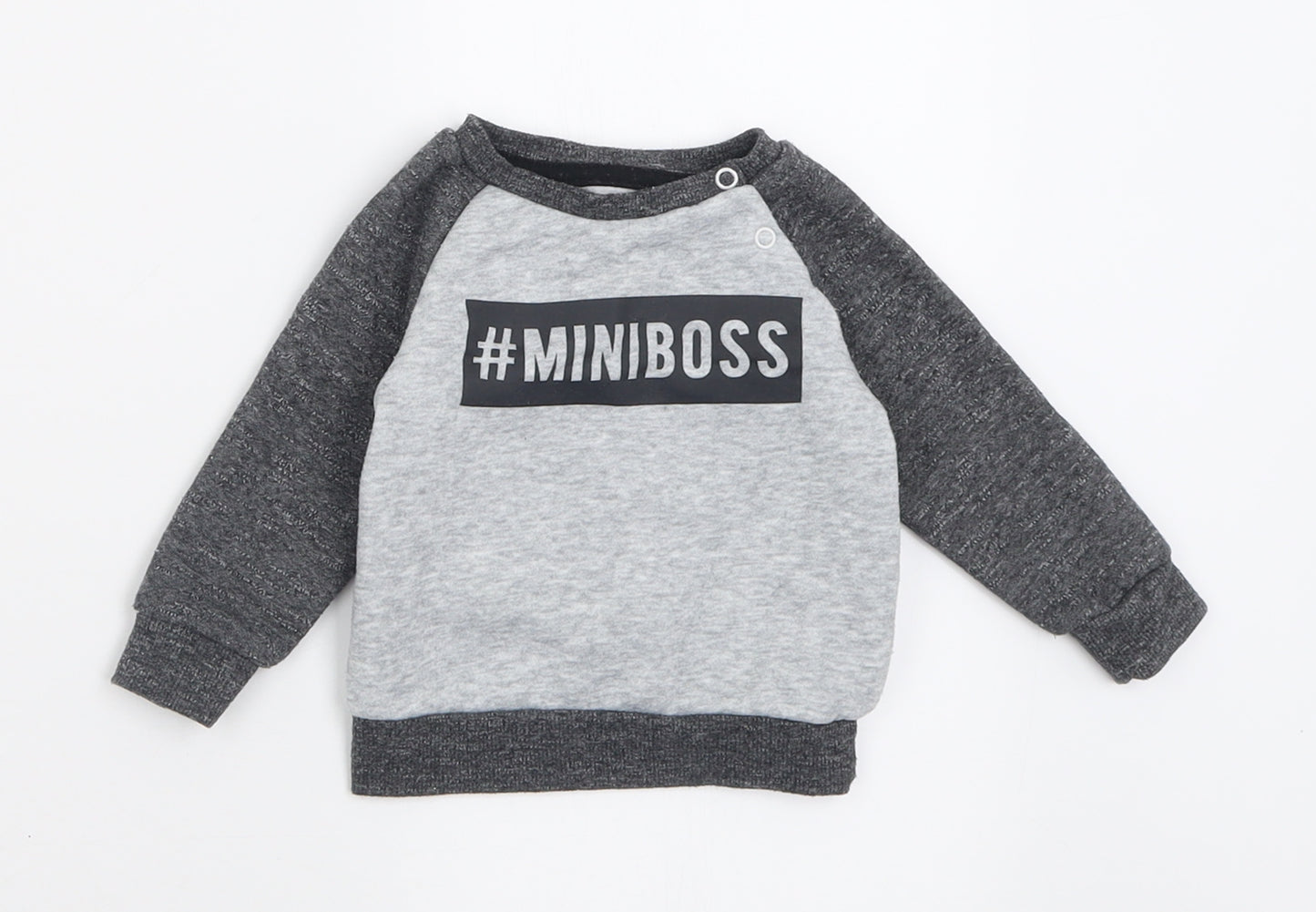 Primark Boys Grey  Cotton Pullover Jumper Size 3-6 Months  Button - Mini Boss