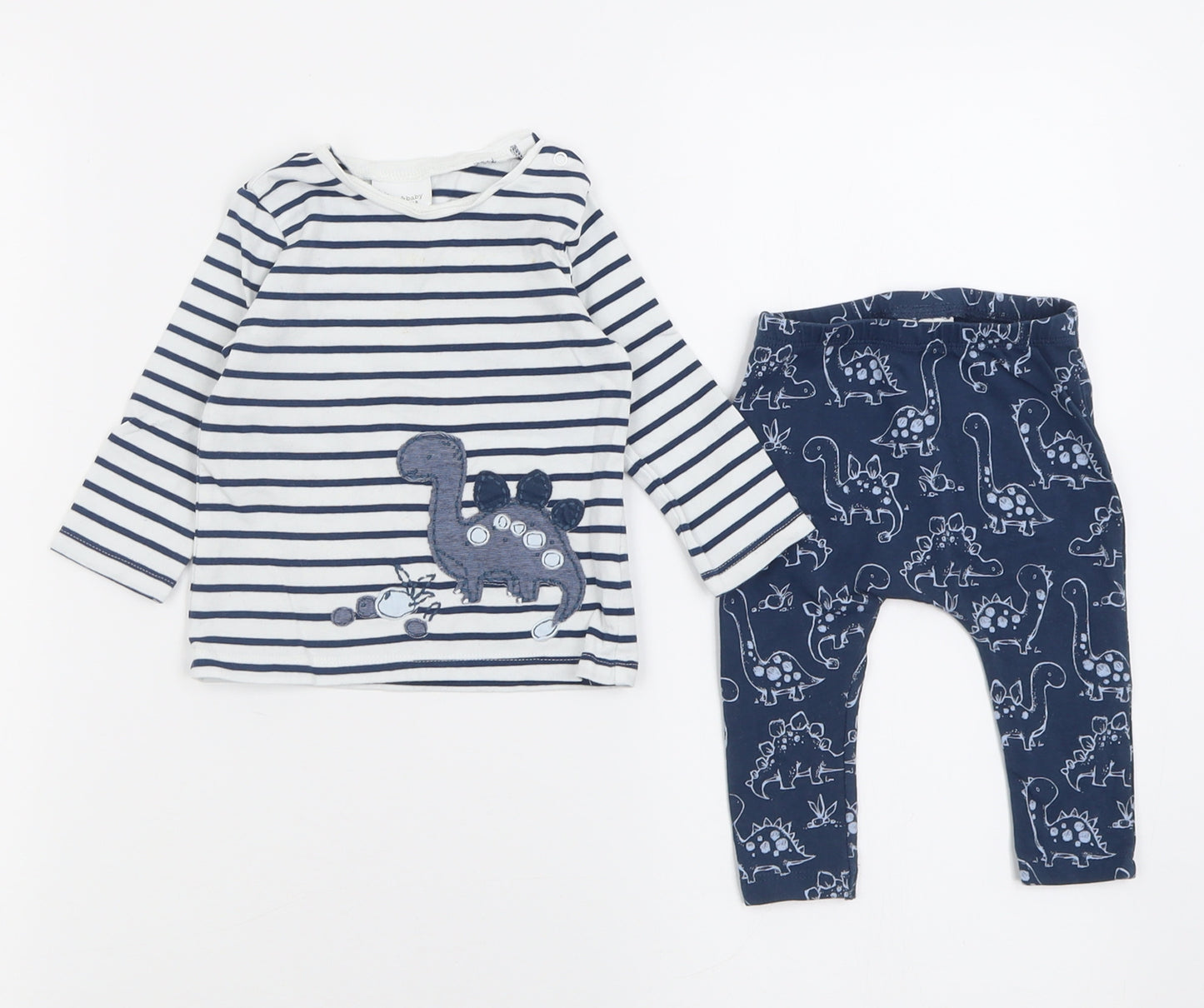 NEXT Girls Blue Geometric Cotton Trousers Set Outfit/Set Size 3-6 Months  Button