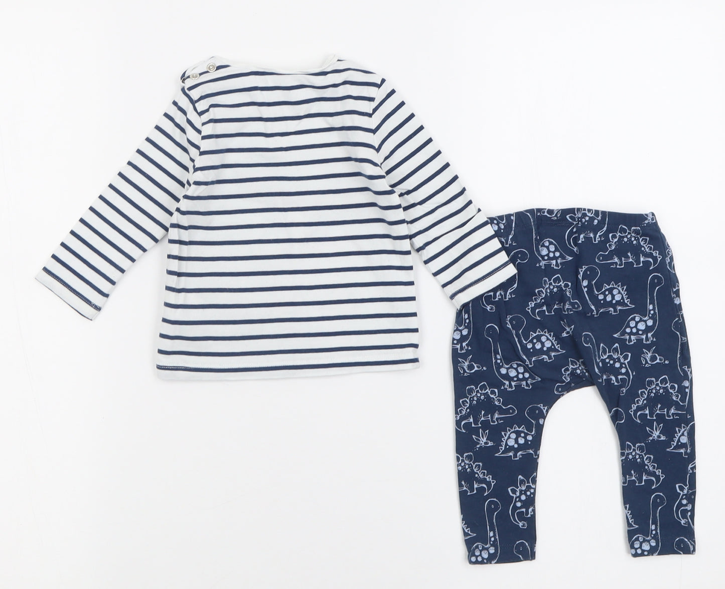 NEXT Girls Blue Geometric Cotton Trousers Set Outfit/Set Size 3-6 Months  Button