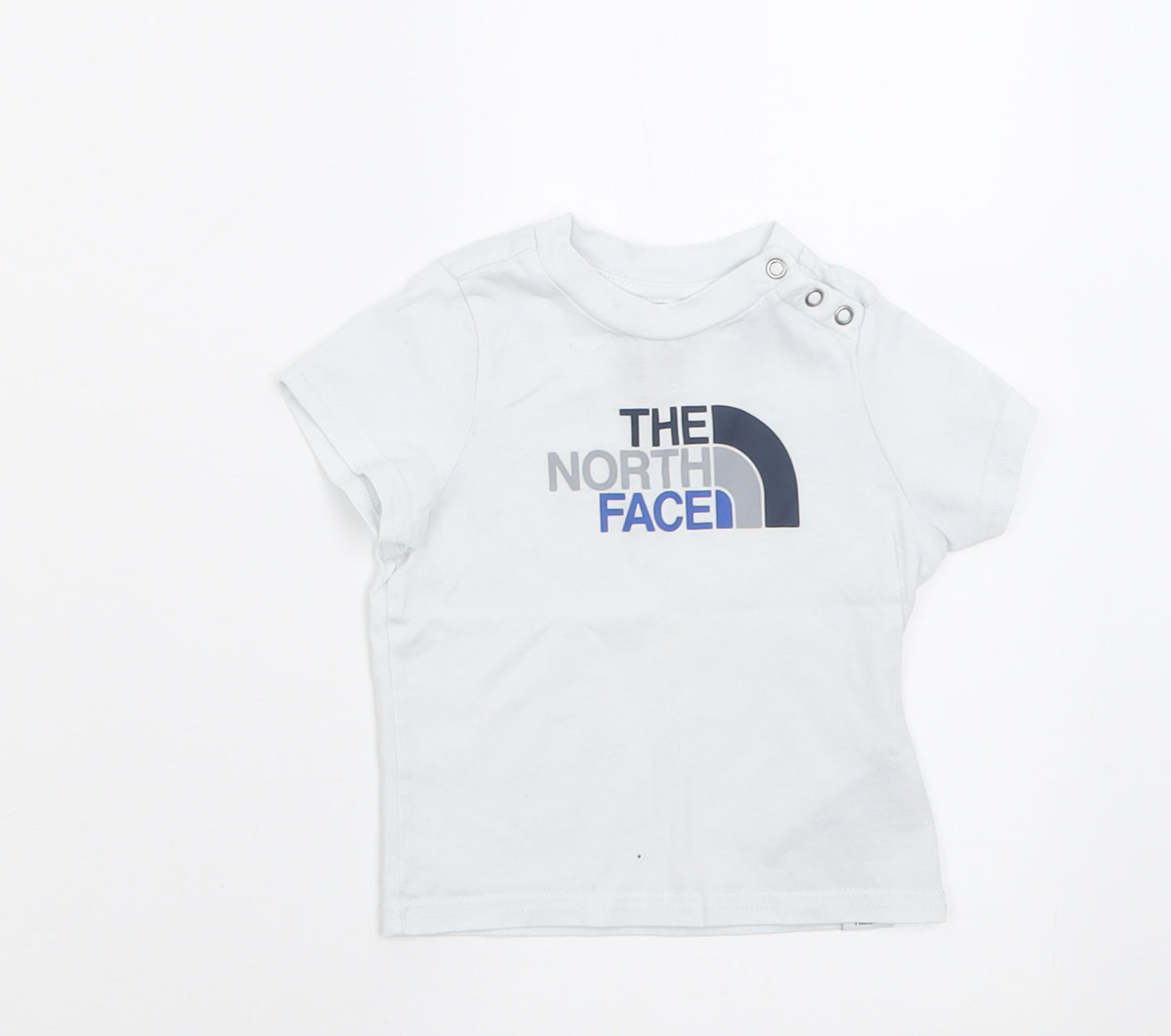 The North Face Boys White  Cotton Basic T-Shirt Size 3-6 Months Crew Neck Button