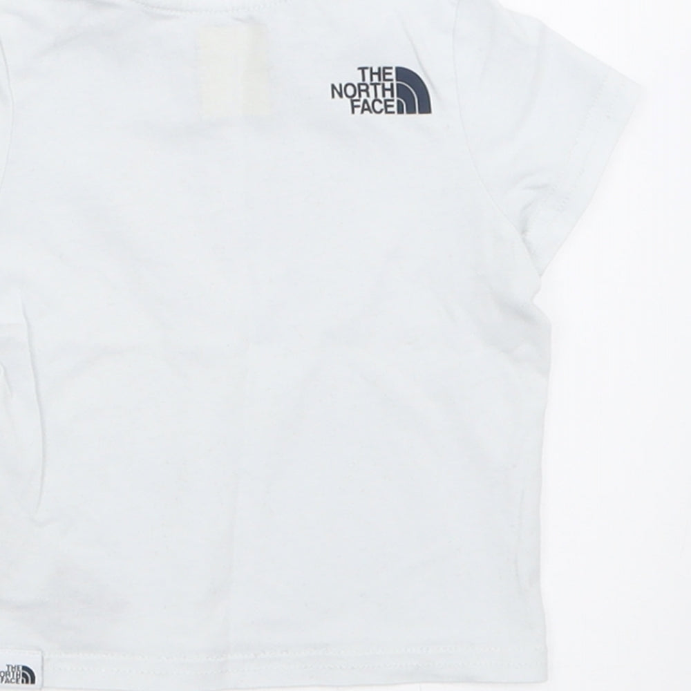 The North Face Boys White  Cotton Basic T-Shirt Size 3-6 Months Crew Neck Button