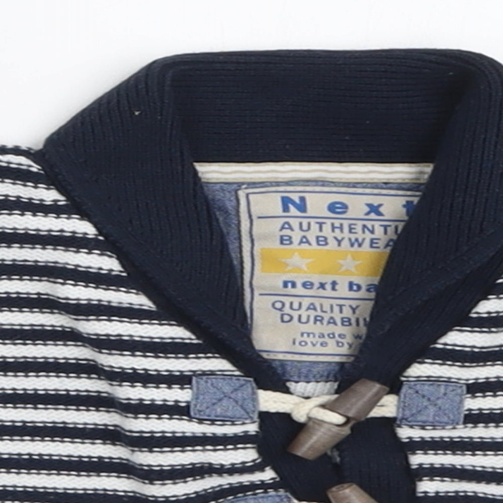 NEXT Boys Blue Striped Cotton Cardigan Jumper Size 0-3 Months  Button