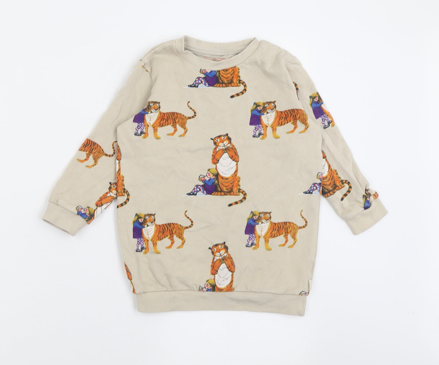 NEXT Girls Beige Geometric Cotton Pullover Sweatshirt Size 4-5 Years  Pullover - WWF