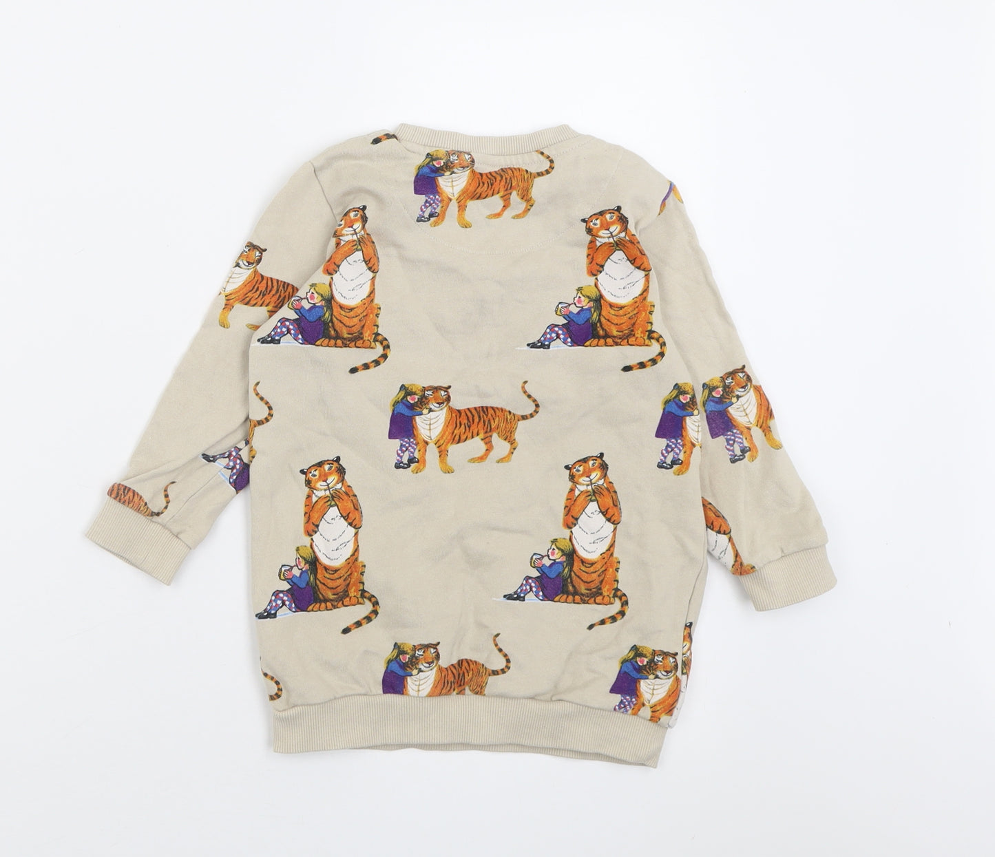 NEXT Girls Beige Geometric Cotton Pullover Sweatshirt Size 4-5 Years  Pullover - WWF