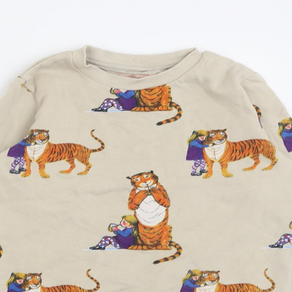 NEXT Girls Beige Geometric Cotton Pullover Sweatshirt Size 4-5 Years  Pullover - WWF