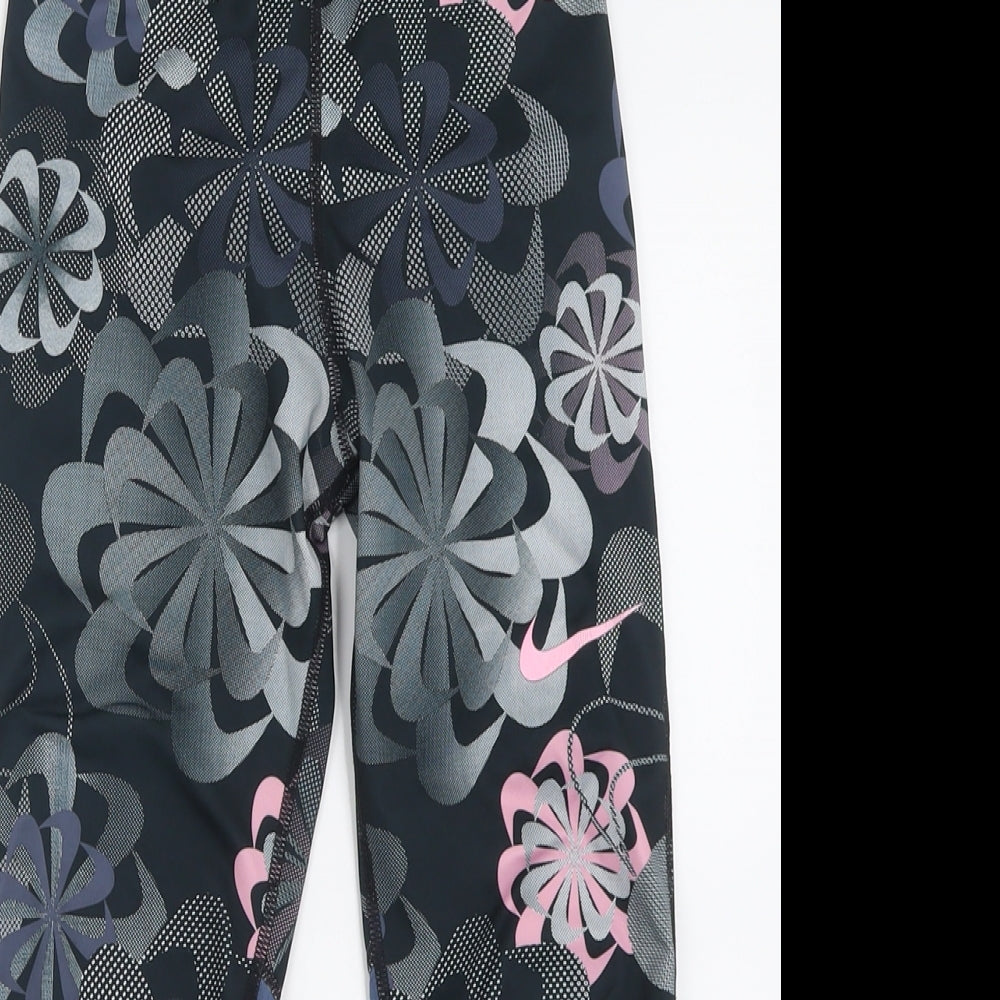 Nike Girls Multicoloured Geometric Polyester Capri Trousers Size 12-13 Years  Regular Pullover