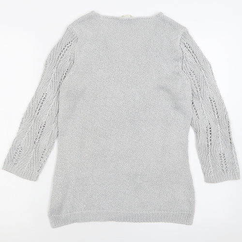 BHS Womens Grey V-Neck  Acrylic Pullover Jumper Size 12