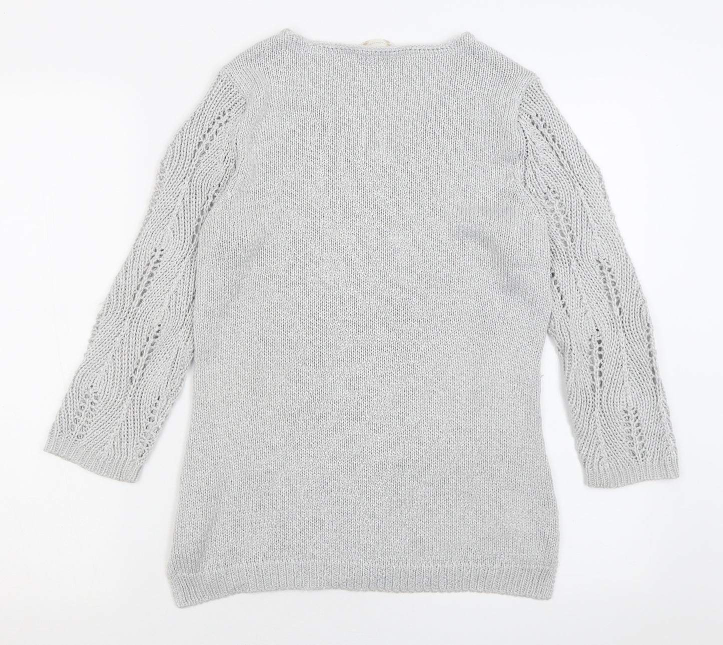 BHS Womens Grey V-Neck  Acrylic Pullover Jumper Size 12