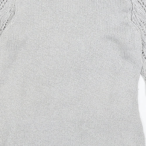 BHS Womens Grey V-Neck  Acrylic Pullover Jumper Size 12