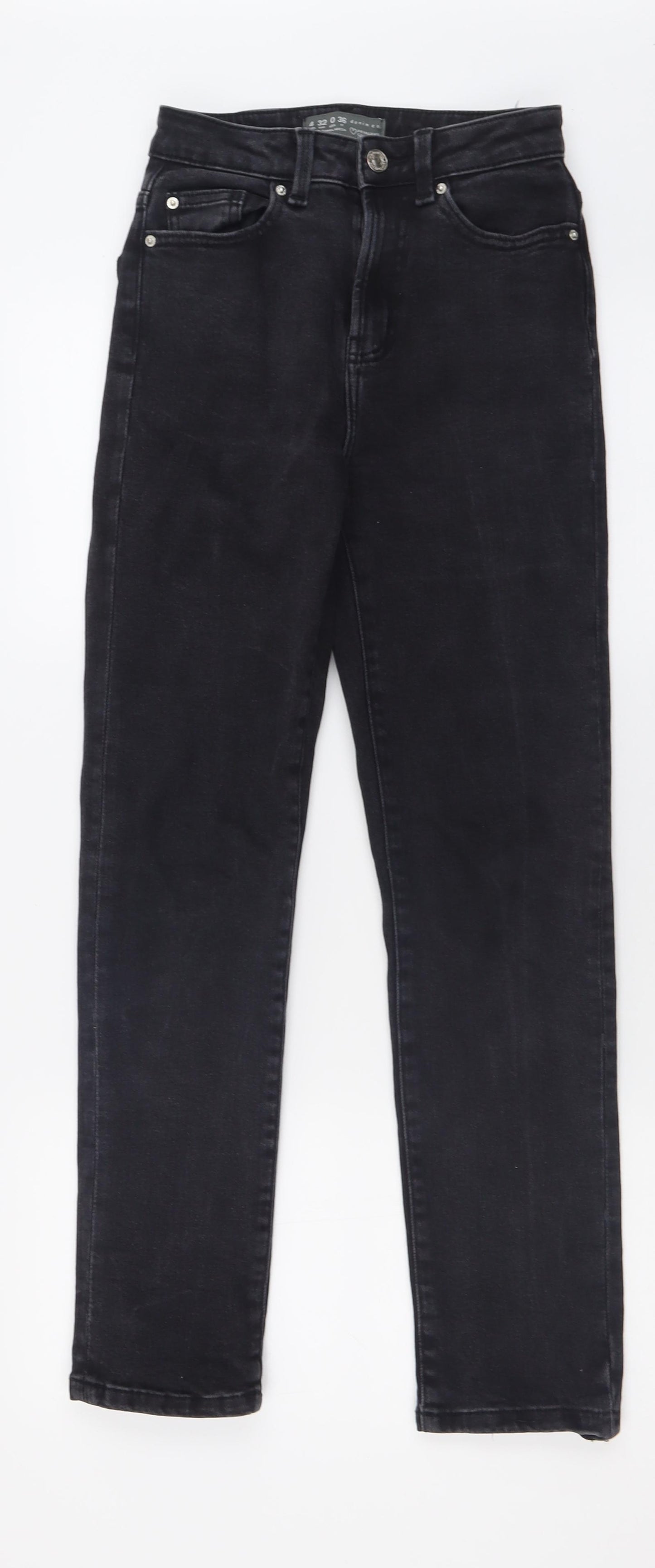 Primark Womens Black  Cotton Straight Jeans Size 4 L27 in Regular Button