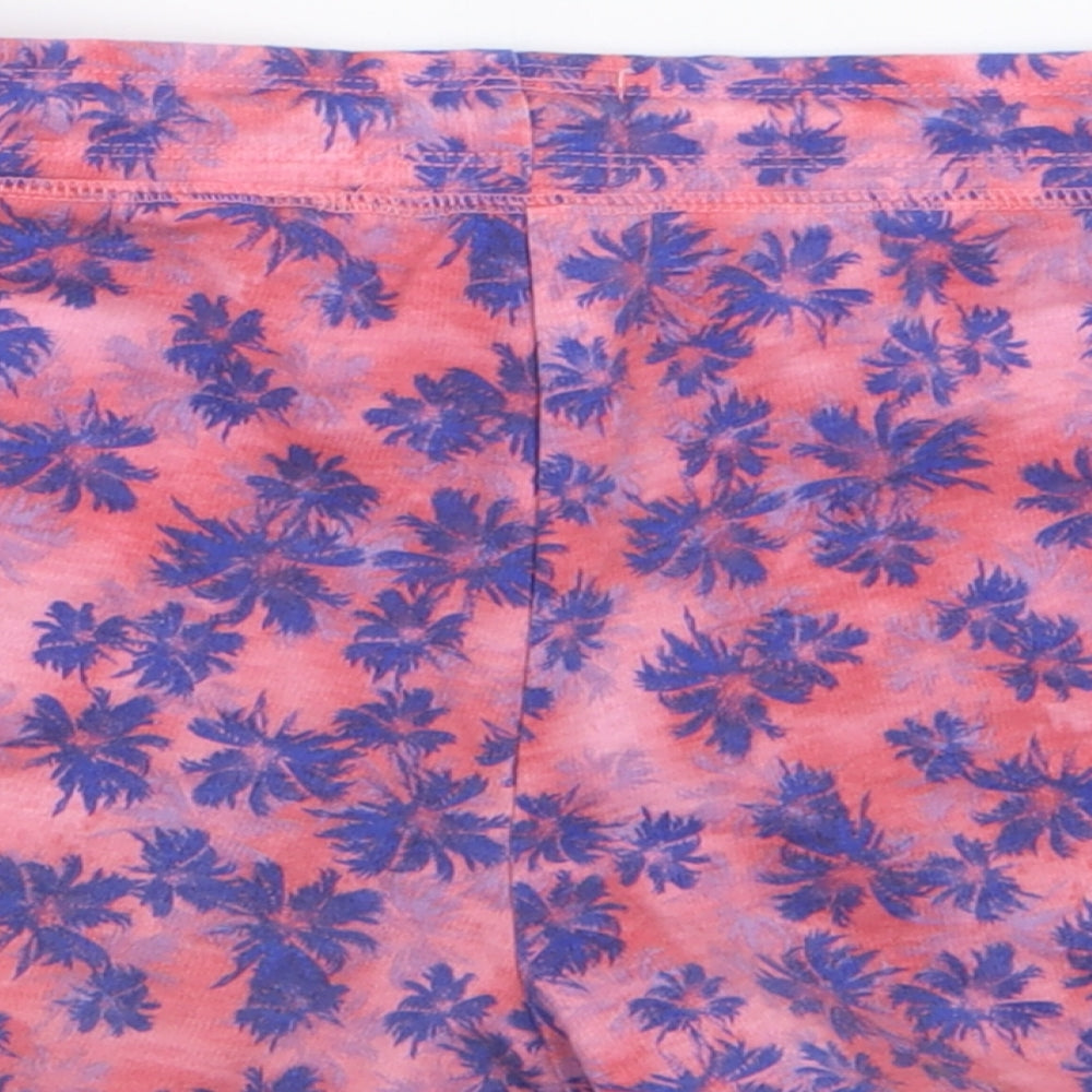 F&F Womens Pink Floral Polyester Sweat Shorts Size 10 L3 in Regular Tie