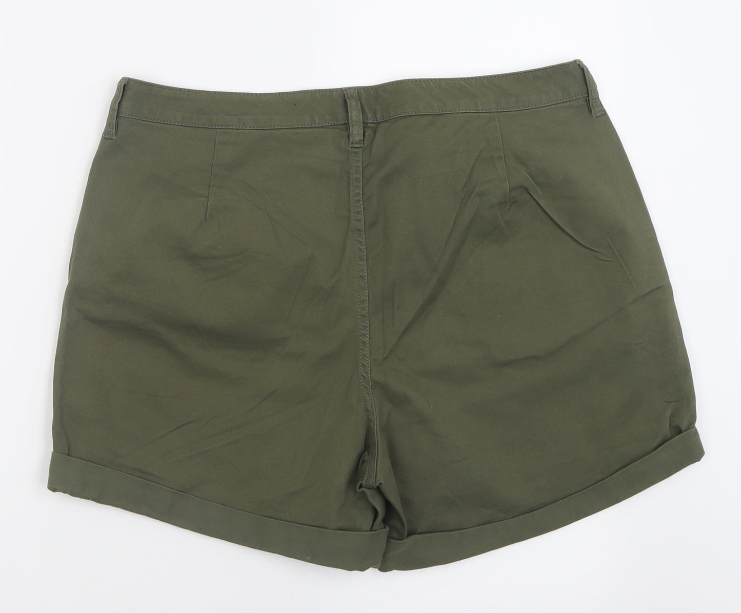 F&F Womens Green  Cotton Bermuda Shorts Size 16 L3 in Regular Button